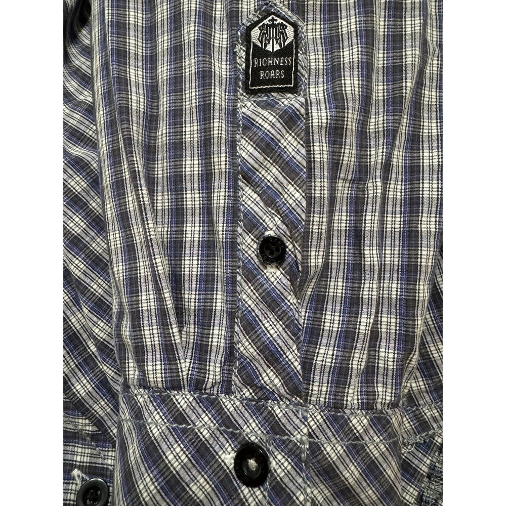 Roar Mens Rockabilly Shirt L Embroidered Button Up Grunge Alternative - Picture 8 of 10